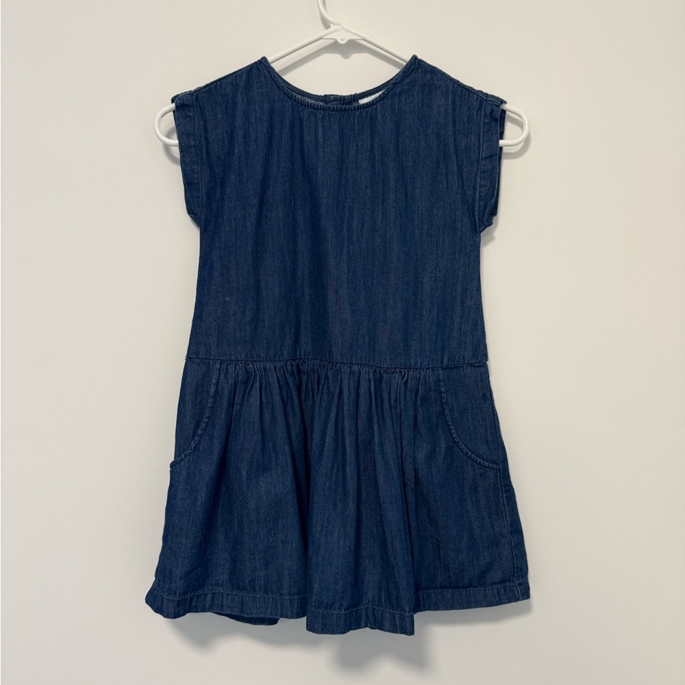 Hanna Andersson Blue Denim with Cap Sleeves and Crew Neck